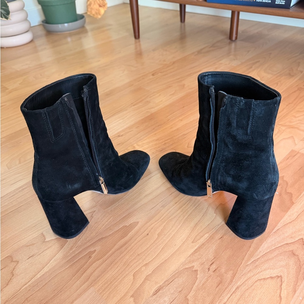 Sam Edelman Black Suede Block Heel Ankle Boots